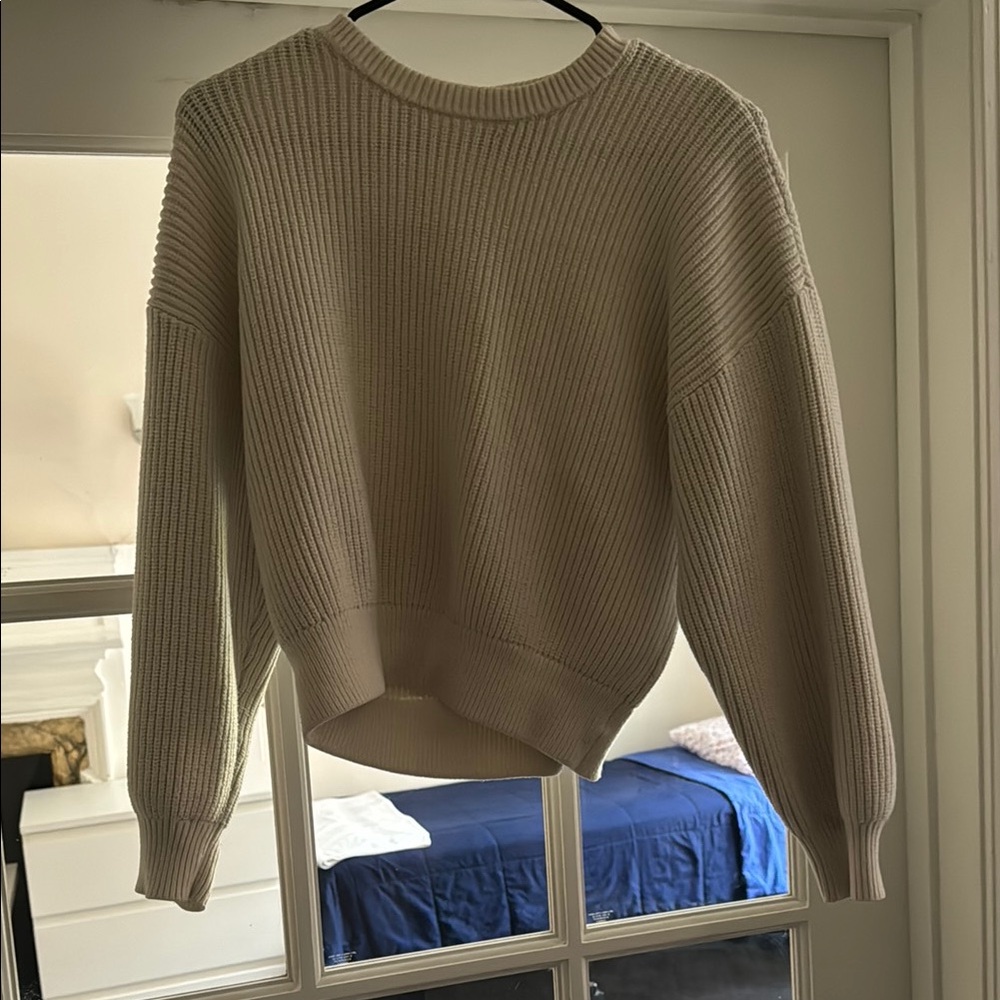 Zara Off-White Ribbed Knit Top